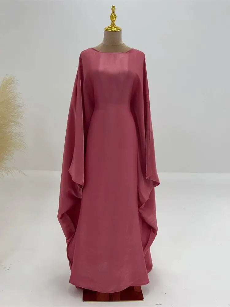 Ramadan Satin Abaya Islam Muslim Summer Batwing Sleeve Maxi Dress Kebaya Abayas For Women Kaftan Robe Musulmane Femme Vestidos