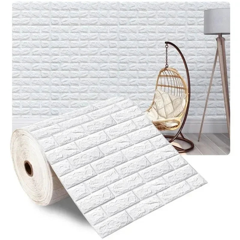 3D Brick Pattern Wall Panels Wallpaper 70cm*1/2/5/10m DIY Waterproof for Living Room Bedroom Kitchen Background Wall Decoration