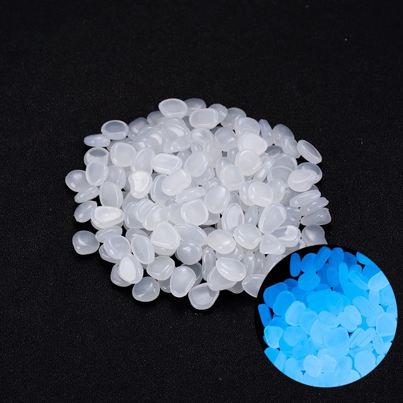 100Pcs Glow in the Dark Garden Pebbles For Sidewalk Garden Terrace Lawn Garden Patio Fish Tank Aquarium Decoration Glow Stone