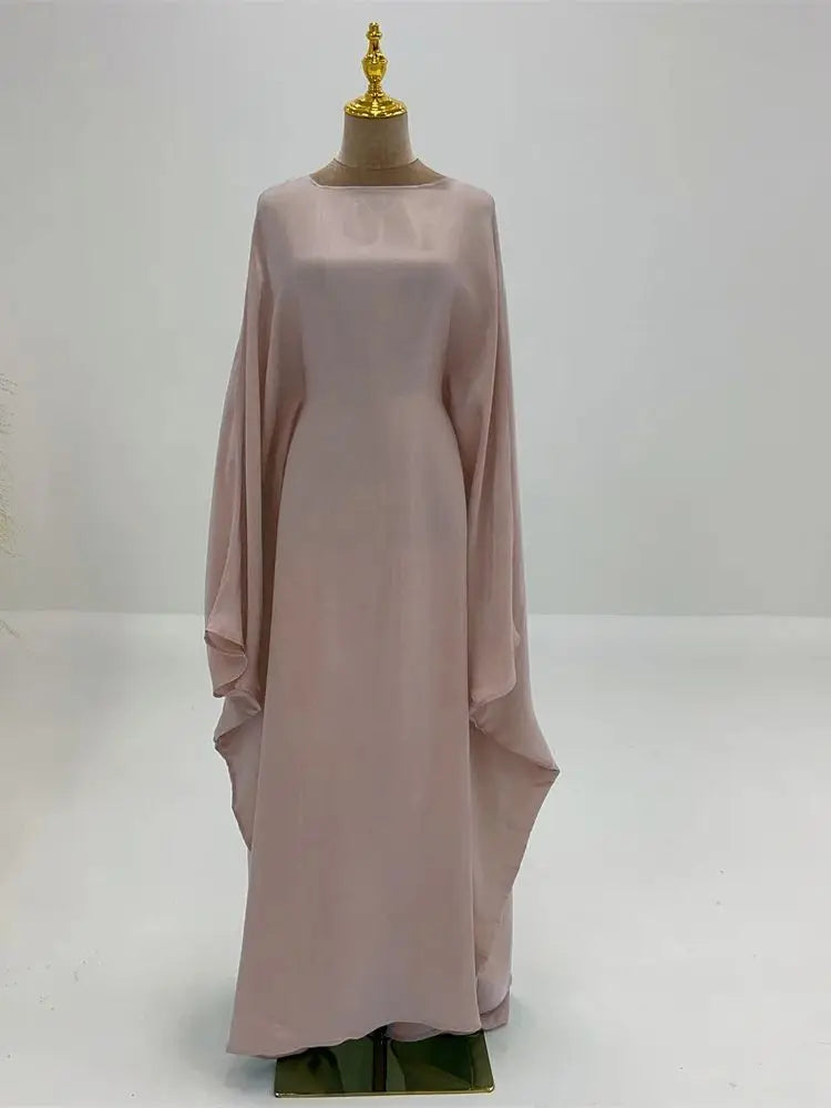 Ramadan Satin Abaya Islam Muslim Summer Batwing Sleeve Maxi Dress Kebaya Abayas For Women Kaftan Robe Musulmane Femme Vestidos
