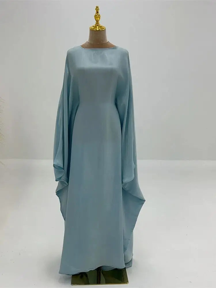 Ramadan Satin Abaya Islam Muslim Summer Batwing Sleeve Maxi Dress Kebaya Abayas For Women Kaftan Robe Musulmane Femme Vestidos