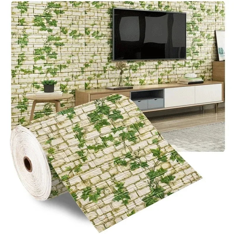 3D Brick Pattern Wall Panels Wallpaper 70cm*1/2/5/10m DIY Waterproof for Living Room Bedroom Kitchen Background Wall Decoration