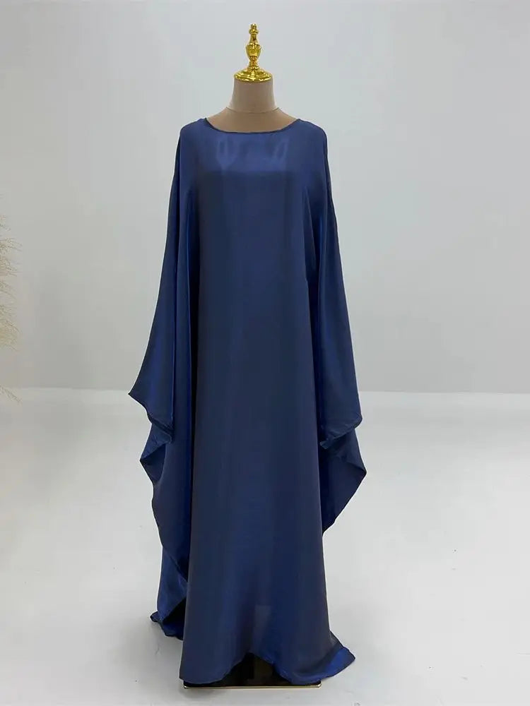 Ramadan Satin Abaya Islam Muslim Summer Batwing Sleeve Maxi Dress Kebaya Abayas For Women Kaftan Robe Musulmane Femme Vestidos