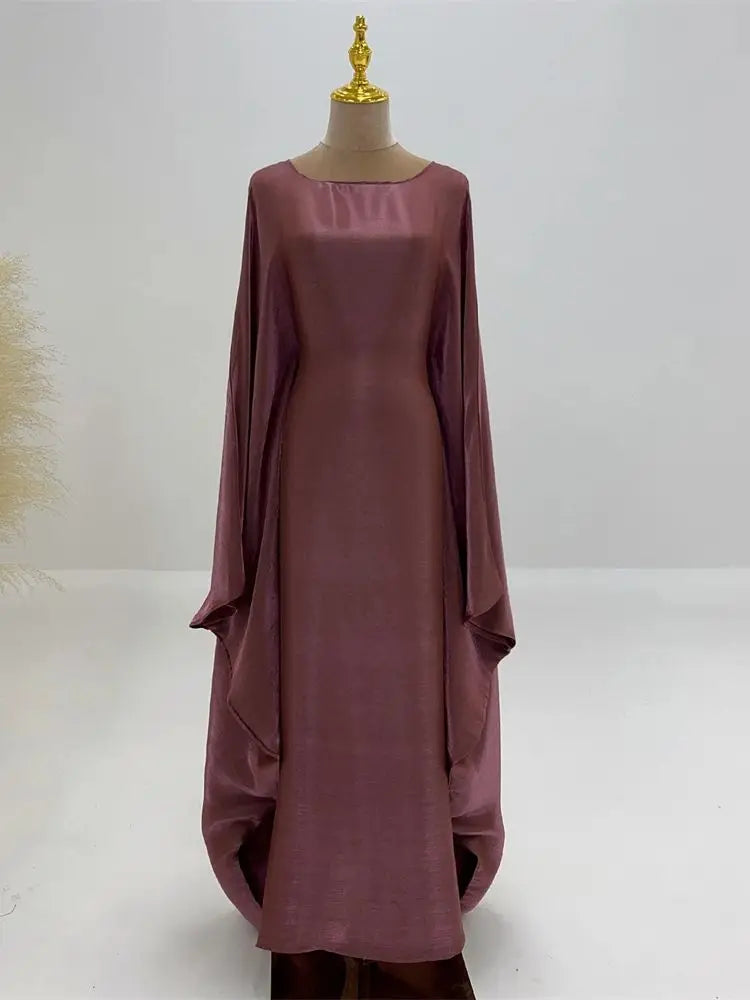 Ramadan Satin Abaya Islam Muslim Summer Batwing Sleeve Maxi Dress Kebaya Abayas For Women Kaftan Robe Musulmane Femme Vestidos