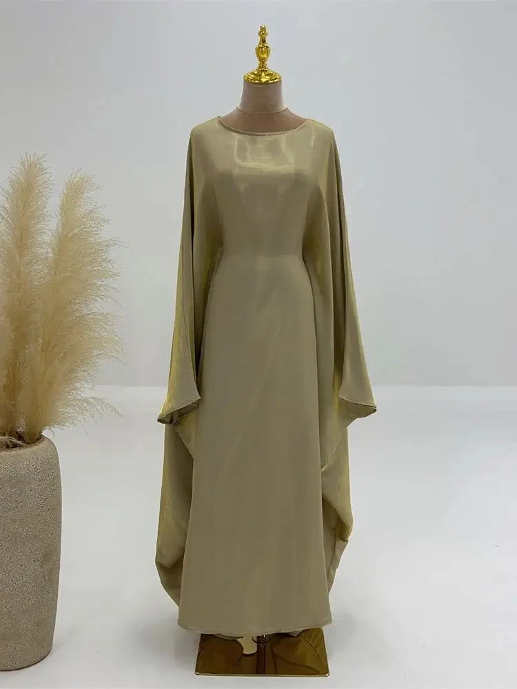 Ramadan Satin Abaya Islam Muslim Summer Batwing Sleeve Maxi Dress Kebaya Abayas For Women Kaftan Robe Musulmane Femme Vestidos