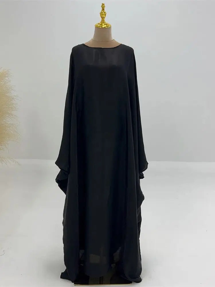 Ramadan Satin Abaya Islam Muslim Summer Batwing Sleeve Maxi Dress Kebaya Abayas For Women Kaftan Robe Musulmane Femme Vestidos