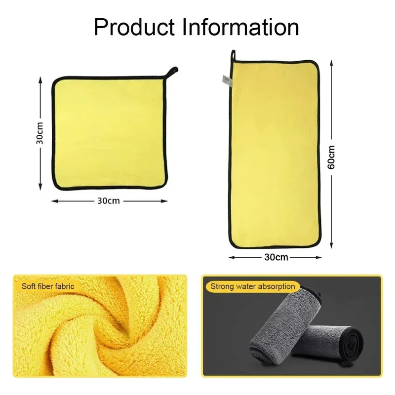 Cars Wash Microfiber Towel 30x30/60CM Car Cleaning Drying Cloth Hemming Cars Care Cloth Detailing Car Wash Towel