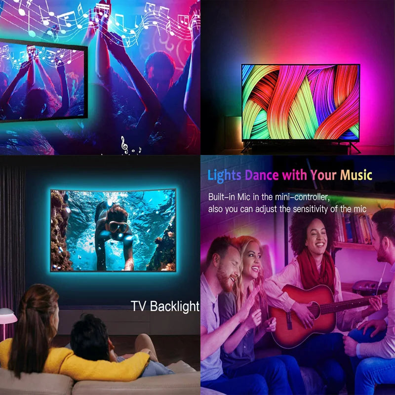 SMD5050USB LED Strip Light TV Desktop Screen Backlight Color Change Bedroom Decoration 1/2/3/5M Bluetooth LED Lamp DIY Lighting