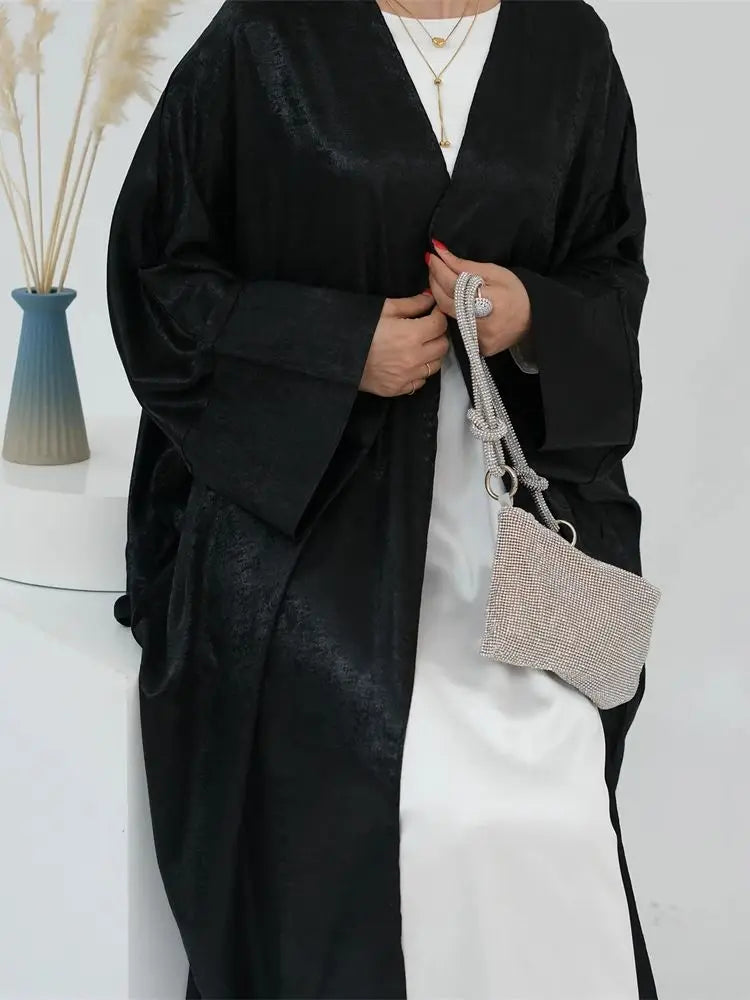 Ramadan Shiny Satin Open Kimono Abaya Dubai Luxury 2025 Muslim Kaftan Dress Abayas For Women Islam Clothing Robe Femme Musulmane