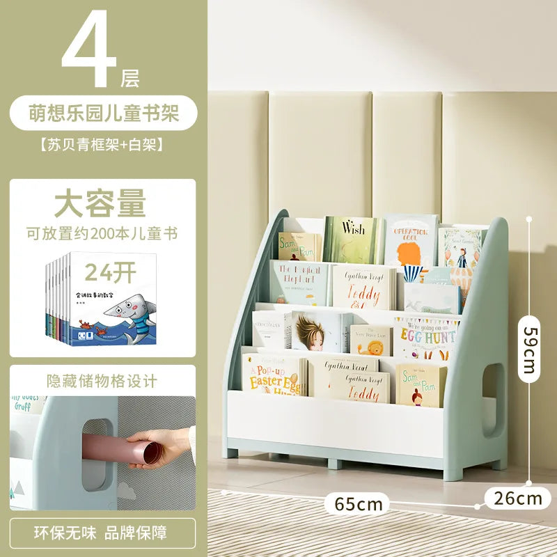 Adjustable Kids Bookshelf - 200LBS Capacity Floor-Standing Organizer for Toys/Books, Eco ABS Plastic Children's Bookshelf