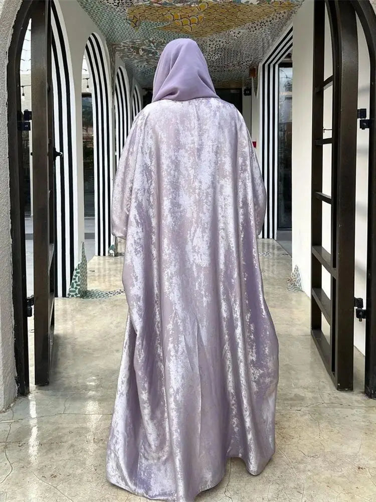 Ramadan Shiny Satin Open Kimono Abaya Dubai Luxury 2025 Muslim Kaftan Dress Abayas For Women Islam Clothing Robe Femme Musulmane
