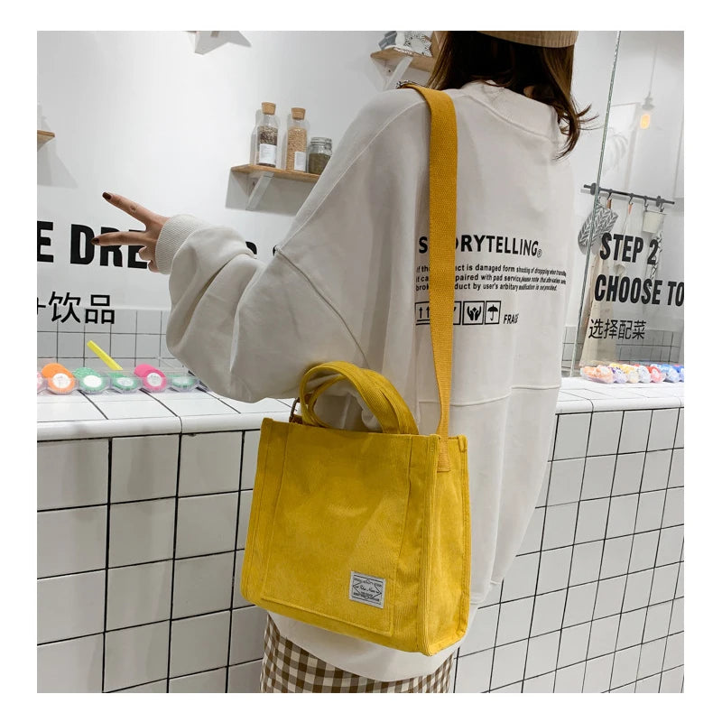 Women Handbag Simple Corduroy Portable Large Capacity HandBag Ins Fashion Trend Small Square Handbag Single Shoulder Bags