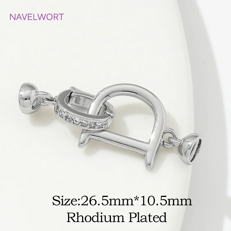 18K Gold Plated Jewelry Connector Clasps Fasteners Brass With Zircon Pearl Necklace Clasps For DIY Bracelet Making Accessories