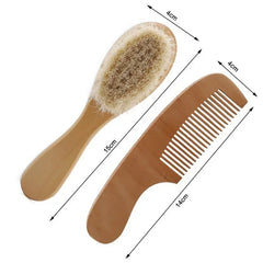 Newborn Baby Wool Wood Brush Comb Head Massage Tool Portable Baby Comb Bath Brush Comb，Special for Real Hair Wigs