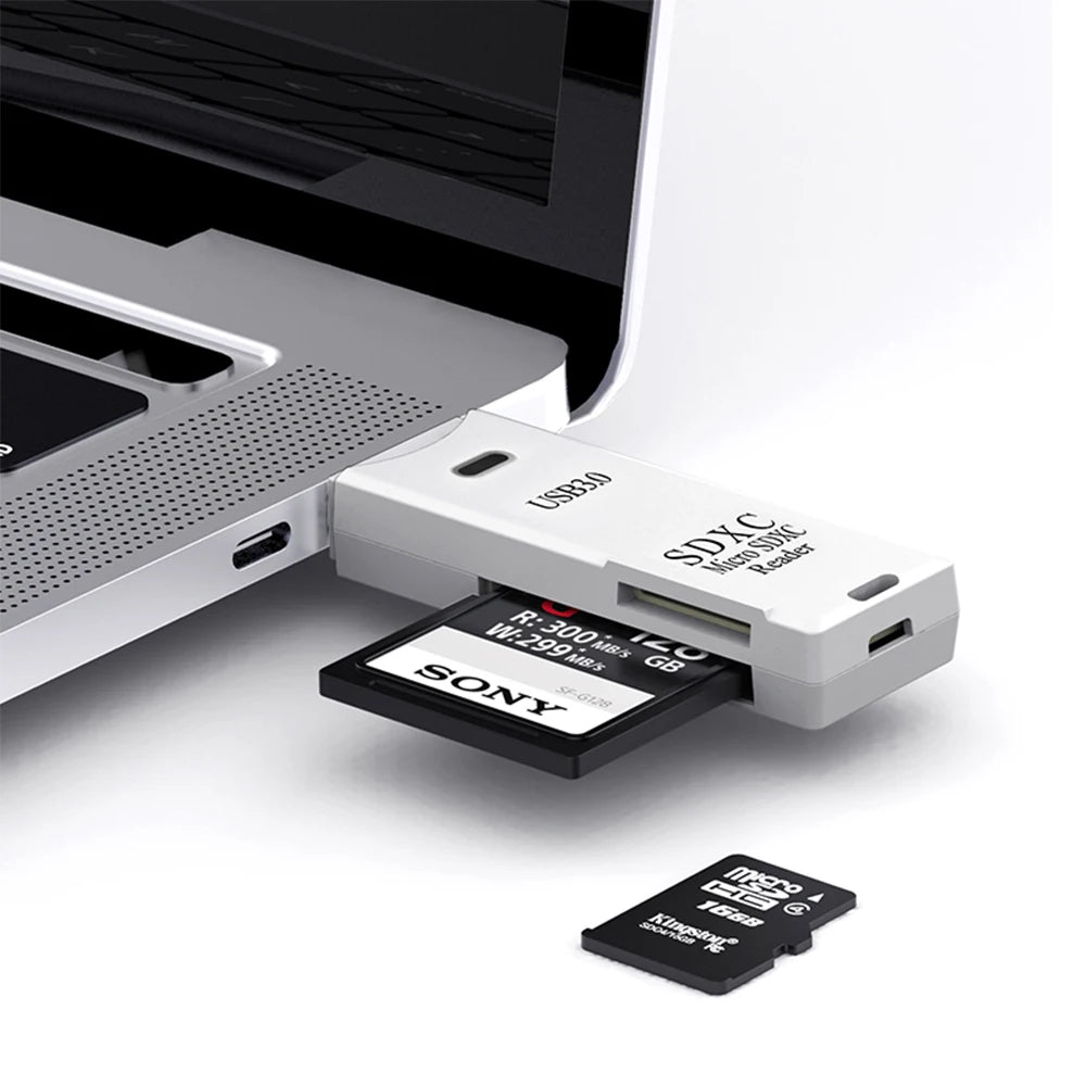 2-in-1 Multi-Functional USB 3.0/2.0 Card Reader - Supports TF+SD Cards for Computer/Tablet/Camera/Laptop/Car