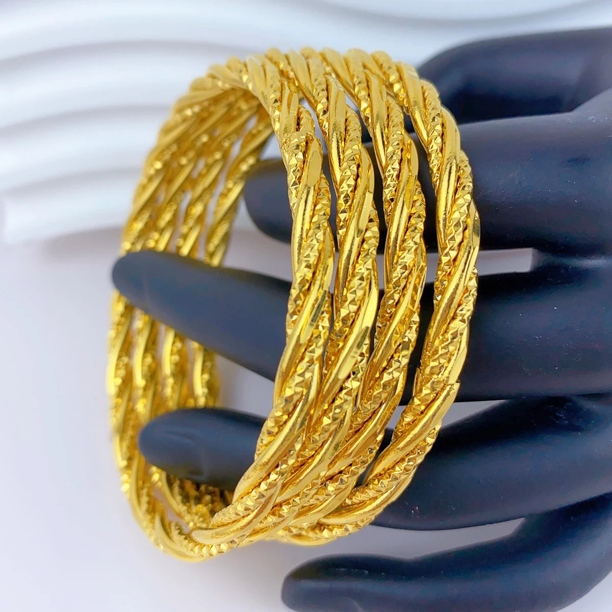 Luxury Dubai 24K Gold Color Bangle For Women African Jewellery Bracelets Brazilian Indian Wedding Designer Bracelets Gifts 62mm