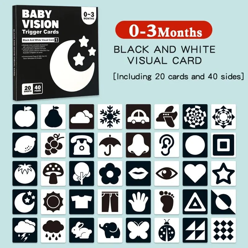 Baby Montessori Toys Black White Flash Cards High Contrast Visual Stimulation Colour Cards Early Education Toys For Nerborns