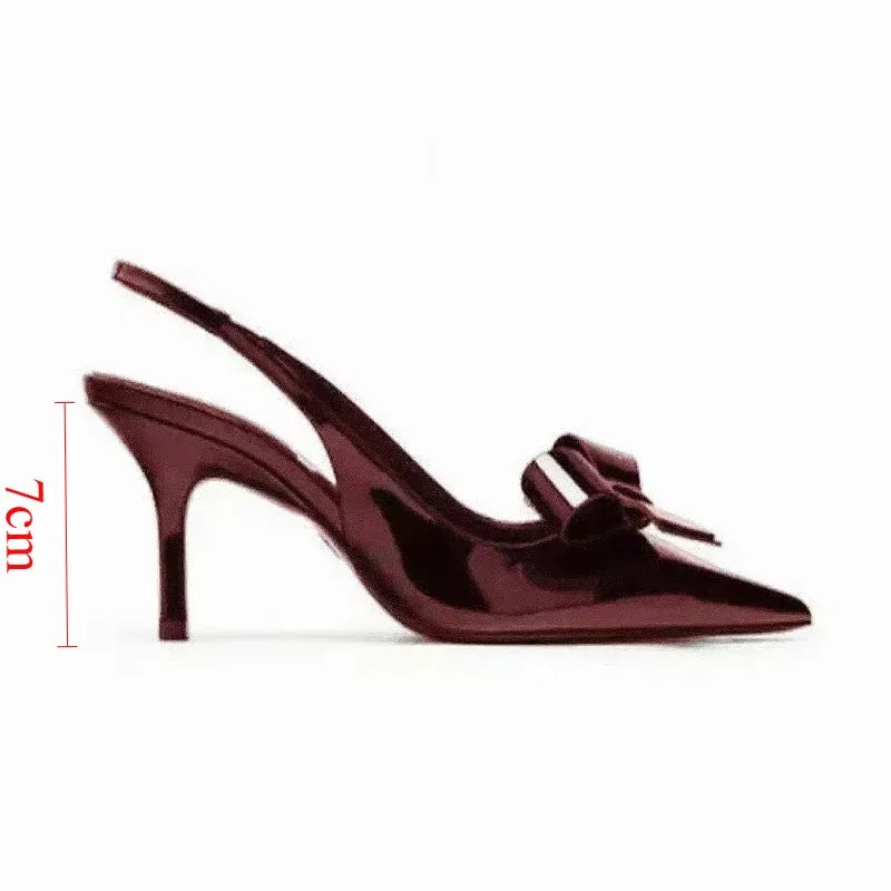 Butterfly-Knot Ladies High Heeled Sandals Elegant Pointed Toe Modern Wedding Slingbacks Footwear Summer Office Shoes for Women