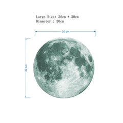 30cm Luminous 3D Moon Wall Stickers For Kids Baby Room Bedroom Decoration Living Room Home Decals Glow In The Dark Wallpaper