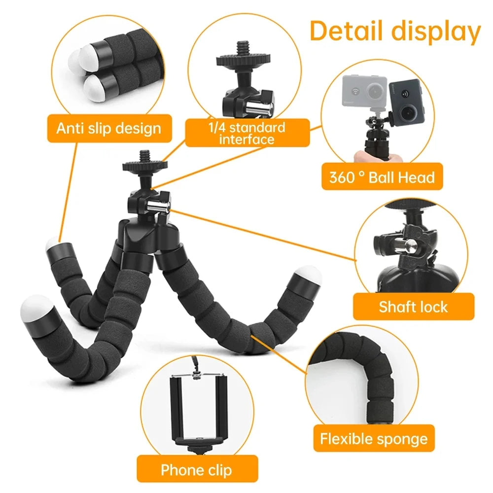 Tripods for Gopro Hero 12 11 10 9 8 7 Black MAX Flexible Mini Octopus Tripod Accessories for Go Pro 6 5 4 3 YI Eken SJCAM AKASO