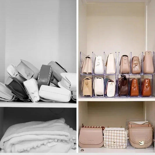 Acrylic handbag storage rack handbag divider organizer luxury bags storage rack for women transparent partition display cabinet