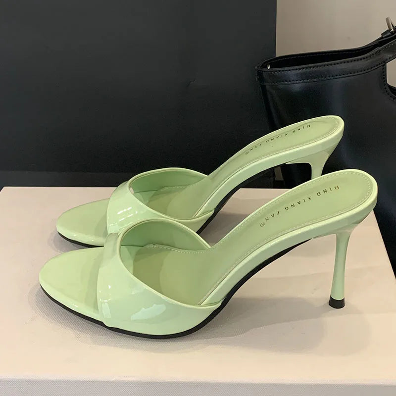 2025 New Slip On Women Stiletto Heels Shoes Luxury Fashion Round Toe Ladies High Heels Pumps Shoes Female Slides Footwear