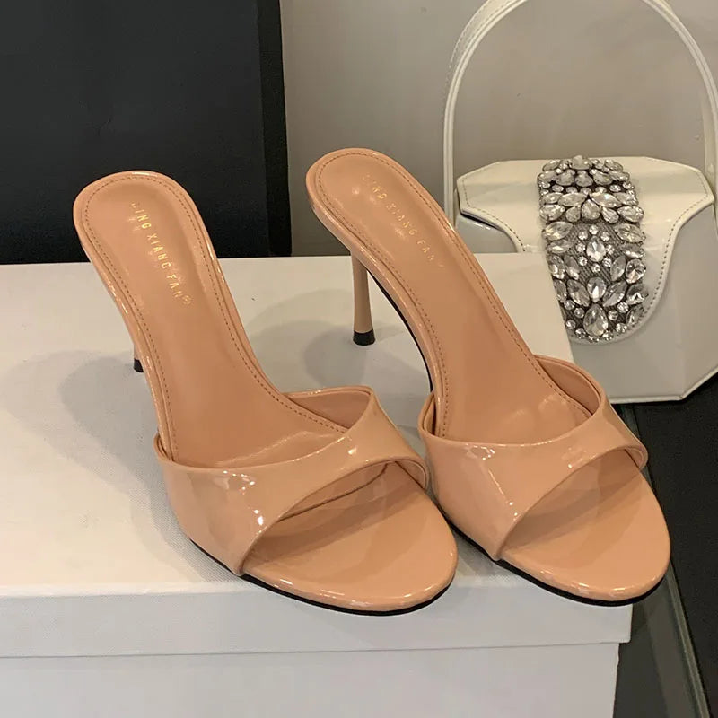 2025 New Slip On Women Stiletto Heels Shoes Luxury Fashion Round Toe Ladies High Heels Pumps Shoes Female Slides Footwear
