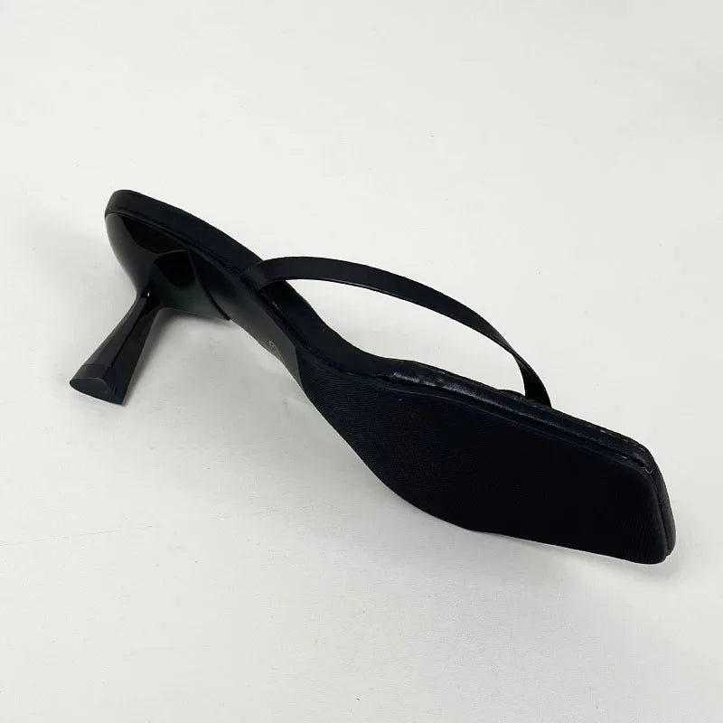 Big Size 43 Ladies Heels Slippers Pumps Shoes Female Casual Footwear Fashion Shallow Women Heeled Sandals Slides Flip flops