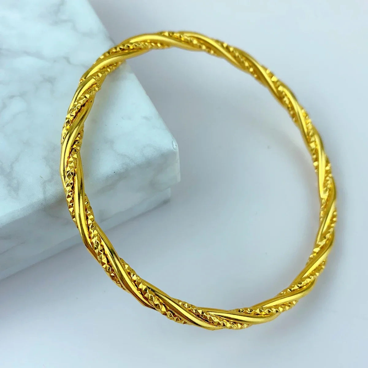 Luxury Dubai 24K Gold Color Bangle For Women African Jewellery Bracelets Brazilian Indian Wedding Designer Bracelets Gifts 62mm