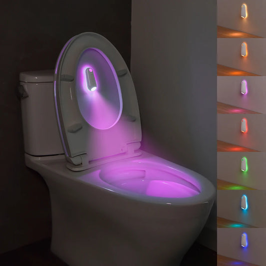LED Smart Motion Sensor Night Light, Toilet Seat Lights, USB rechargeable 8Color Lamp for Summer Corridor WC Camping Home Decor