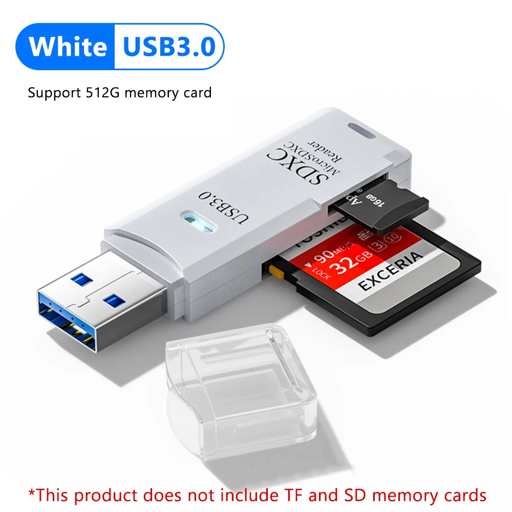 2-in-1 Multi-Functional USB 3.0/2.0 Card Reader - Supports TF+SD Cards for Computer/Tablet/Camera/Laptop/Car