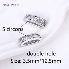 18K Gold Plated 2/3 Holes Pearl Jewelry Spacers Fittings,Beads Separator,Brass Inlaid Zircon Beading Components,DIY Accessories