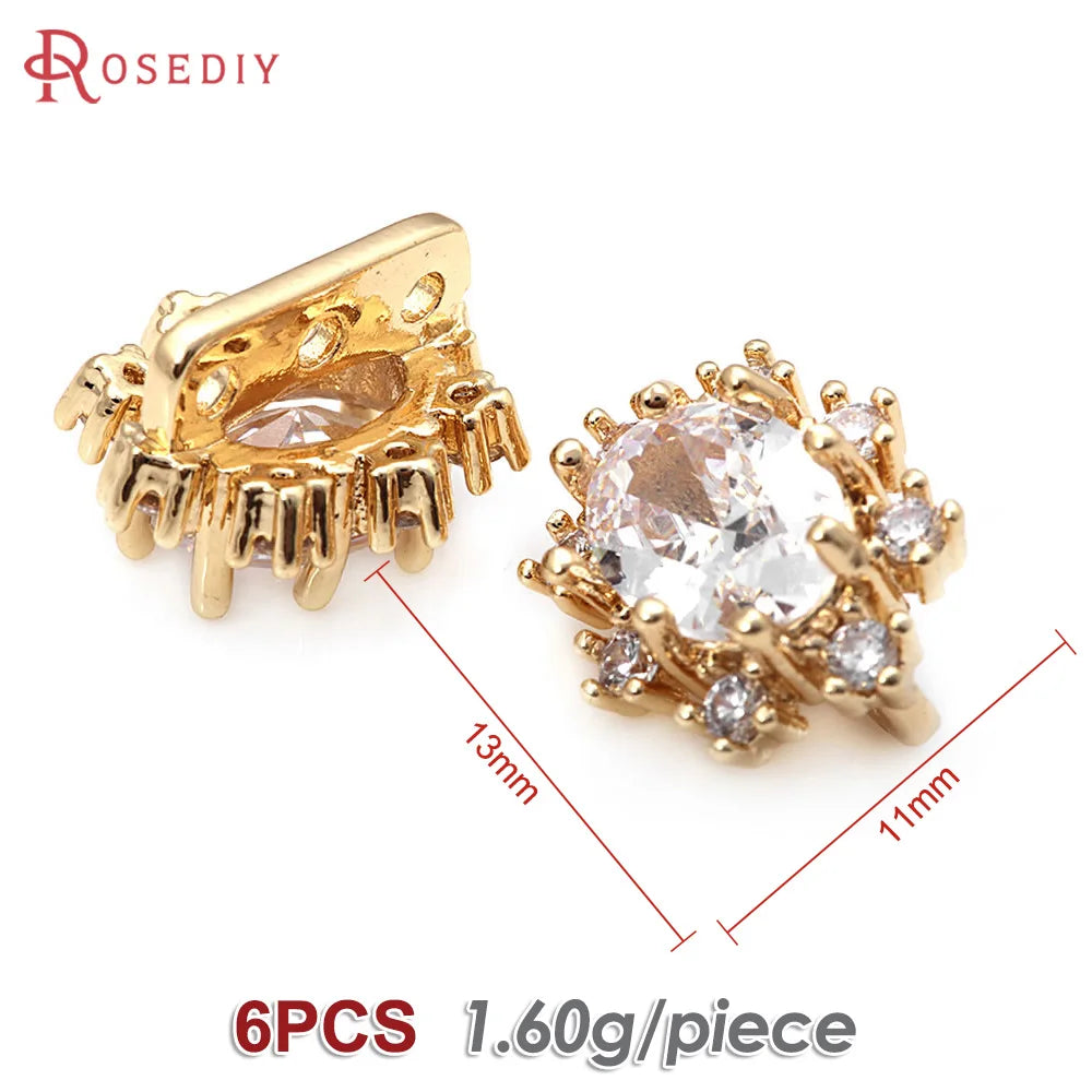 6PCS Brass Zircon 3 Holes Oval Connect Bracelets Necklaces Spacer Beads Diy Jewellery Making Materials Rosediy official-website