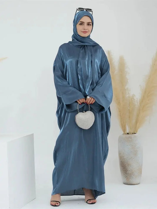 Eid Modest Satin Khimar Abaya Dubai Luxury 2024 Muslim Islam Arabic Abayas For Women Kaftan Hijab Dress Robe Femme Musulmane