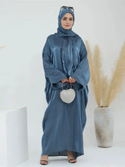 Eid Modest Satin Khimar Abaya Dubai Luxury 2024 Muslim Islam Arabic Abayas For Women Kaftan Hijab Dress Robe Femme Musulmane