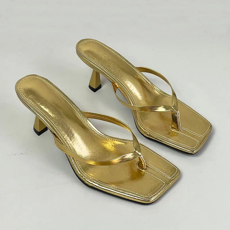 Big Size 43 Ladies Heels Slippers Pumps Shoes Female Casual Footwear Fashion Shallow Women Heeled Sandals Slides Flip flops