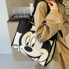 Disney Mickey Women's Large Capacity Shoulder Bag Korean Version Tote Handbag Fashionable Canvas Bag Daily Commuting