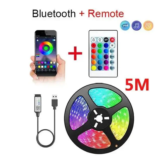 SMD5050USB LED Strip Light TV Desktop Screen Backlight Color Change Bedroom Decoration 1/2/3/5M  Bluetooth LED Lamp DIY Lighting