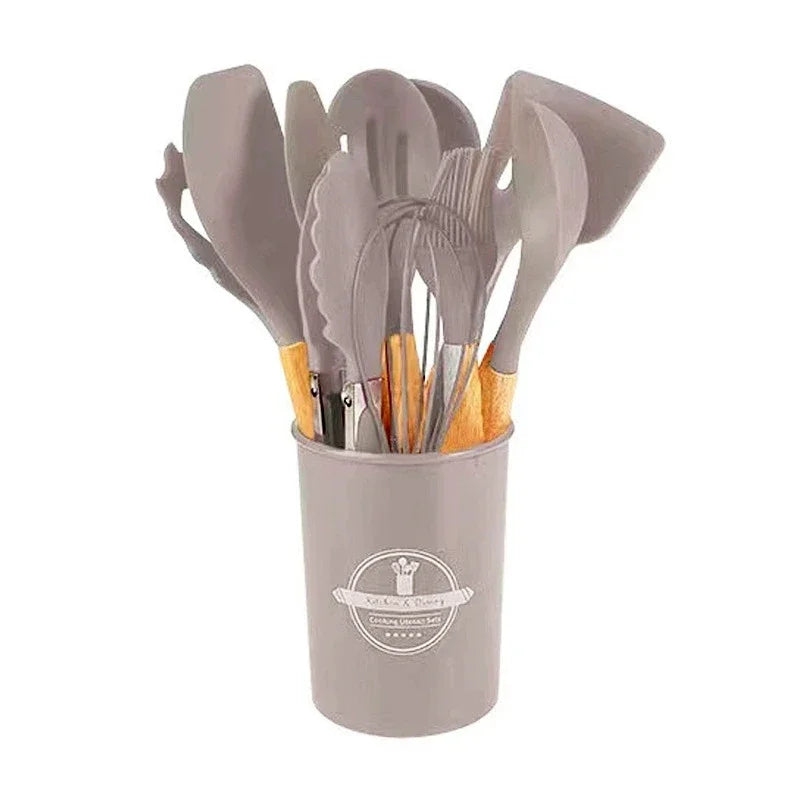 12PCS Food Grade Silicone Kitchen Cookware Utensils Turner Spatula Measuring Spoon Practical Cooking Tool Kitchenware Set