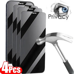4PCS Privacy Screen Protector for iPhone 16 15 14 13 Pro Max 15 14 Plus 13 12 mini 11 Pro XS Max X XR Privacy Tempered Glass