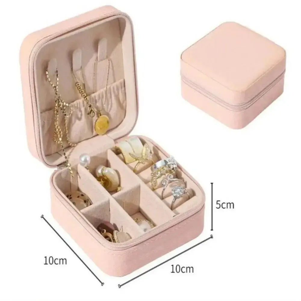 Portable Mini Jewelry Storage Box Travel Organizer Jewelry Case Leather Storage Earrings Necklace Ring Jewelry Organizer Display