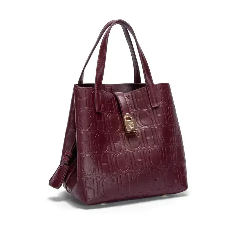 CH Large Capacity Handbag Luxury Brand Temperament Letter Print with Lock Design 2025 Trendy Women's Crossbody Bag