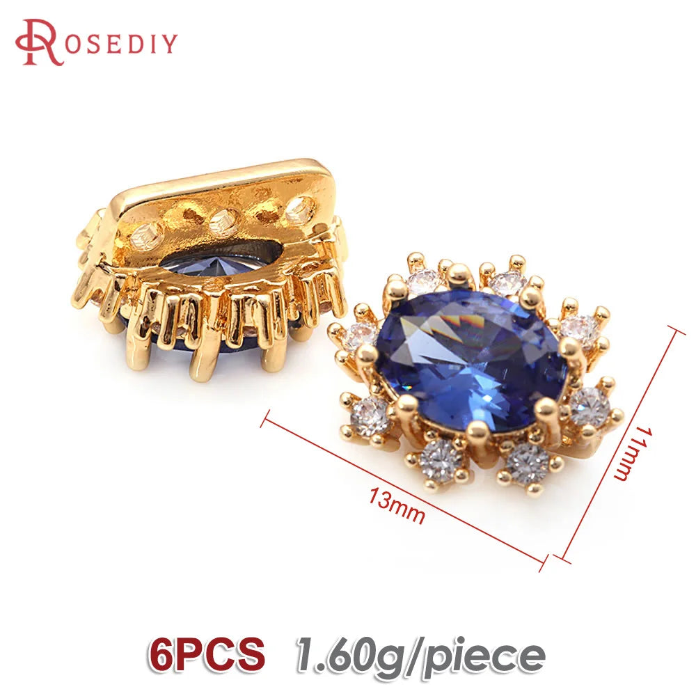 6PCS Brass Zircon 3 Holes Oval Connect Bracelets Necklaces Spacer Beads Diy Jewellery Making Materials Rosediy official-website