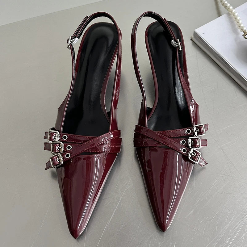 New High Heels Sandals Women Shoes Spring Summer Footwear Pointed Toe Party Ladies Shoes Fashion Buckle Strap Female Pumps