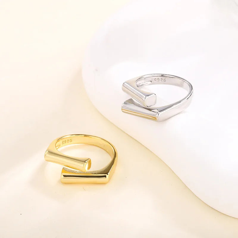 925 Sterling Silver Irregular Rectangle Open Women's Rings Engagement Luxury Designer Jewelry Wholesale Jewellery Moneys 925