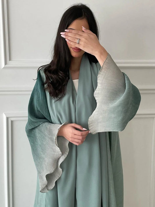 Muslim Flare Sleeve Casual Arabian Abayas Middle-East Elegant Open Front Abaya Turkey Kaftans Women Jilbabs Islamic Maxi Dresses