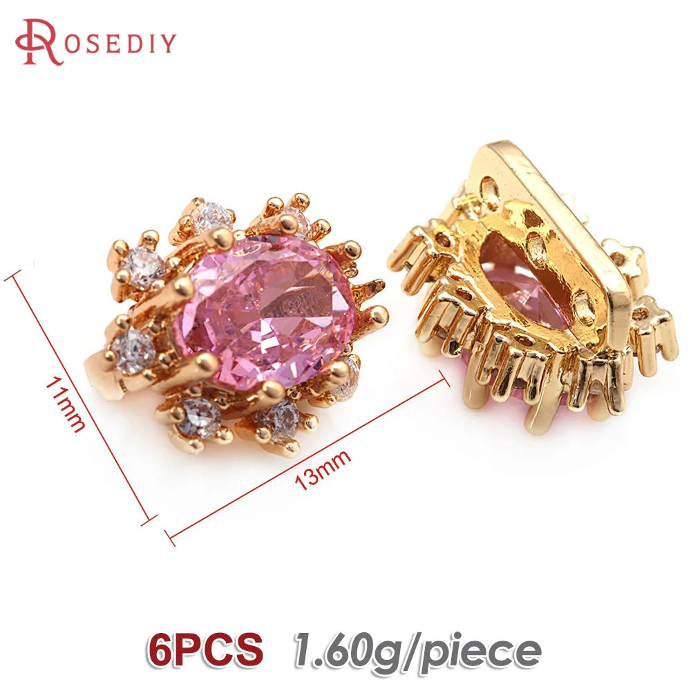 6PCS Brass Zircon 3 Holes Oval Connect Bracelets Necklaces Spacer Beads Diy Jewellery Making Materials Rosediy official-website