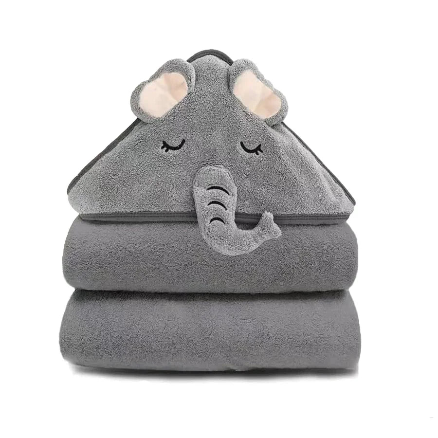 Toddler Bathrobe Infant Bath Towel Boy Girl Blankets Swaddle With Hood Cartoon Coral Fleece Towel Blanket Newborn Kids Bedding