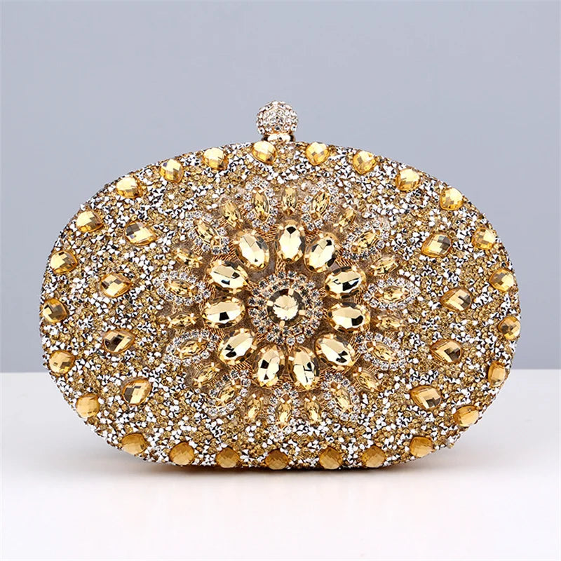 Diamond Crystal Women Make Up Cosmetic Evening Shoulder Messenger Clutch Bag Phone Purse Handbag Golden Silvery Red Pink Black