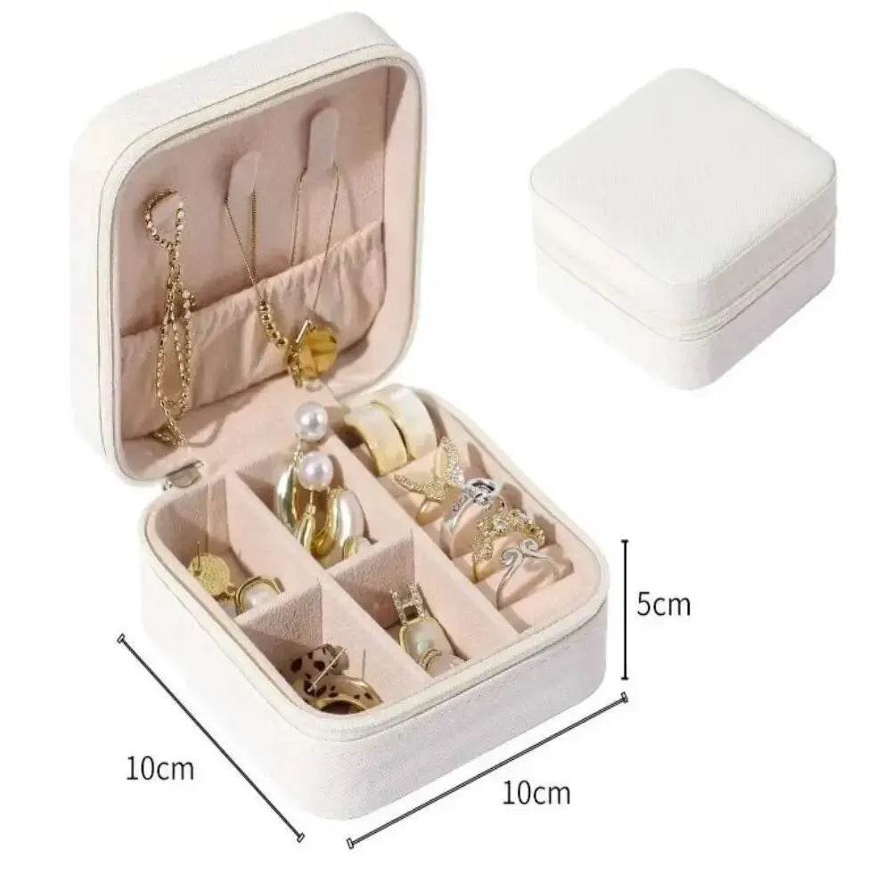 Portable Mini Jewelry Storage Box Travel Organizer Jewelry Case Leather Storage Earrings Necklace Ring Jewelry Organizer Display